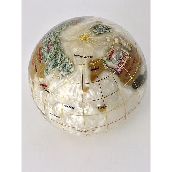 Alexander Kalifano Pearl Opalite Gemstone Globe Pearl Rubellite Opal Ocean 3” - Picture 2 of 6